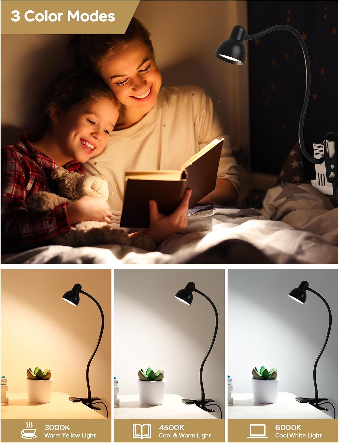 Amazon Basics Clip-On Desk Lamps